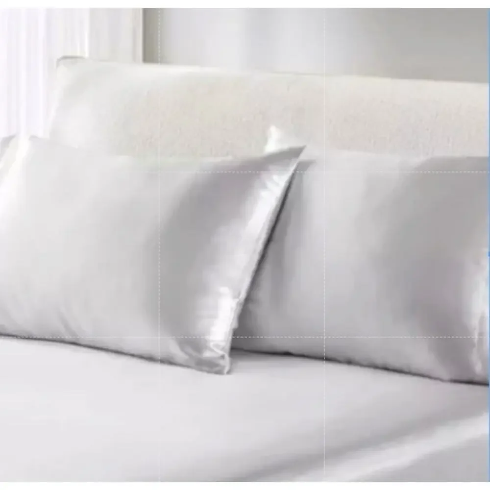 2 Pc Beautyrest STANDARD Satin Pillowcases SILVER Silky Therapeutic Hair‎ Skin